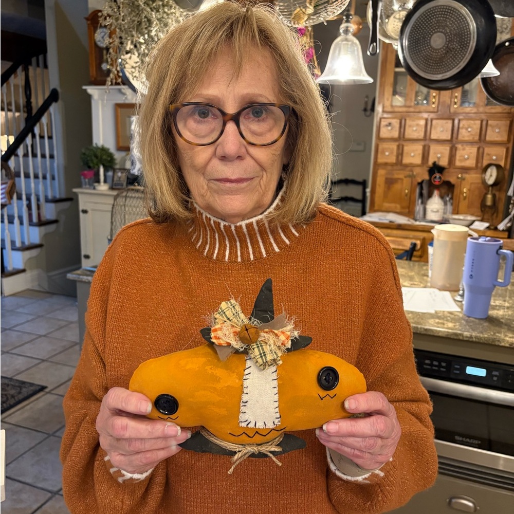 Handmade Primitive Orange Pumpkin Decor - Picture 6 of 6